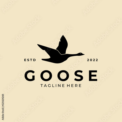flying goose silhouette vector logo template design