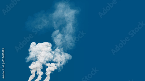 white dense pollution smoke column emission from coal power plant, isolated - industrial 3D rendering