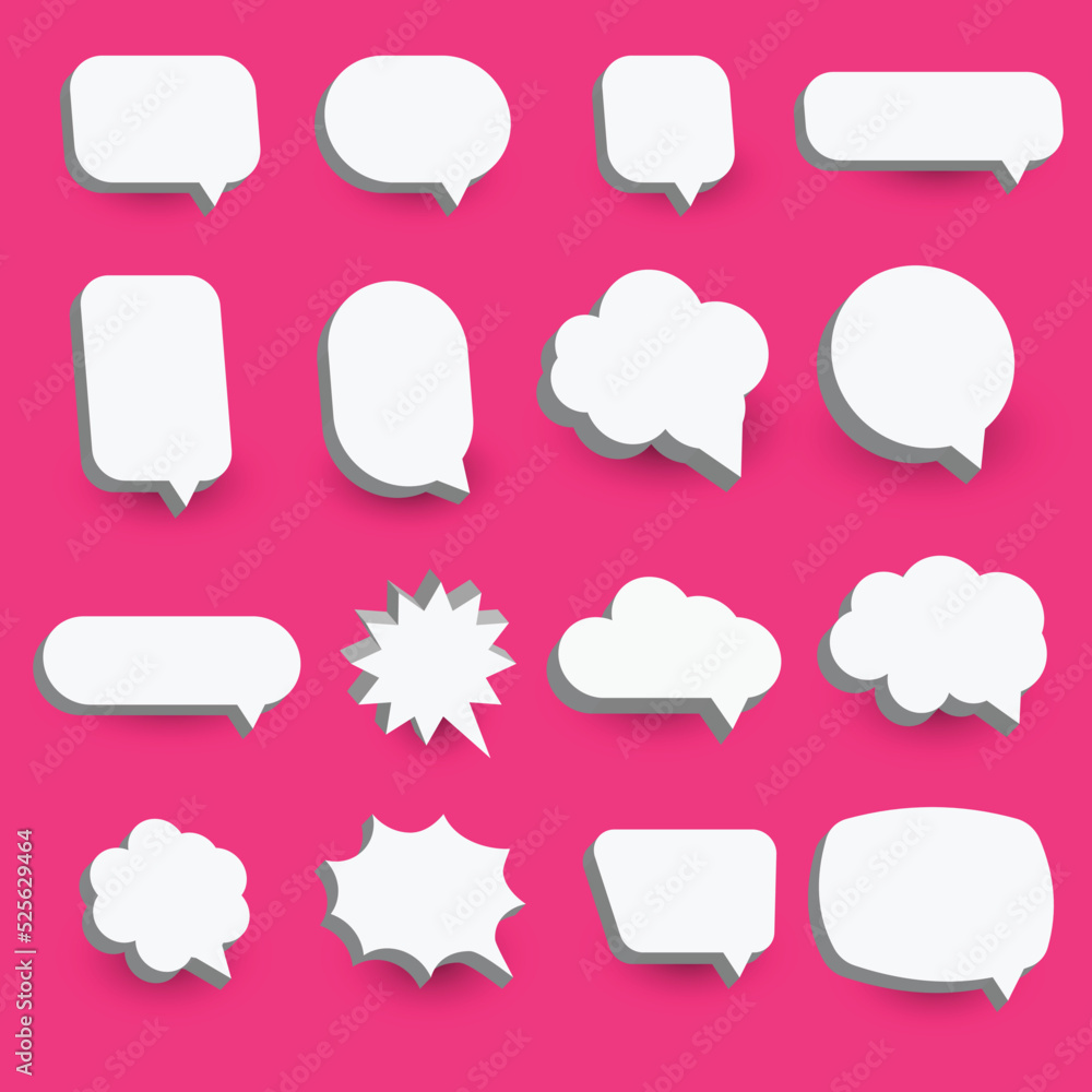Abstract 3D White Bubble Set On Pink Background Abstract 3D White Bubble Set On Pink Background