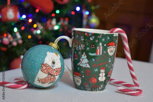 Christmas cup with candy cane 