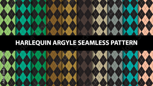 Collection of argyle harlequin vector seamless pattern