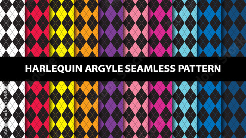 Collection of argyle harlequin vector seamless pattern photo