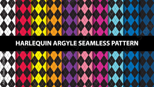 Collection of argyle harlequin vector seamless pattern