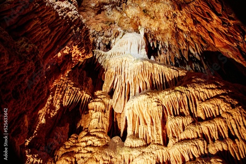 Low-angle shot of Clamouse cave(Grotte de Clamouse) in  Saint-Jean-de-Fos, France photo