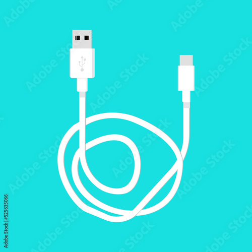 USB cord. Device charging cord. Vector design