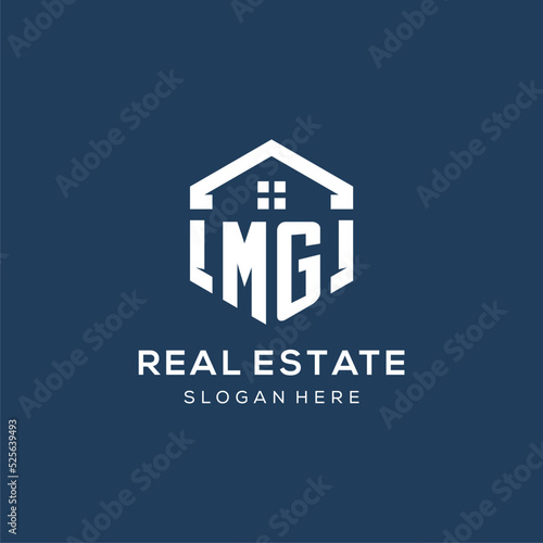 Letter MG logo for real estate with hexagon style