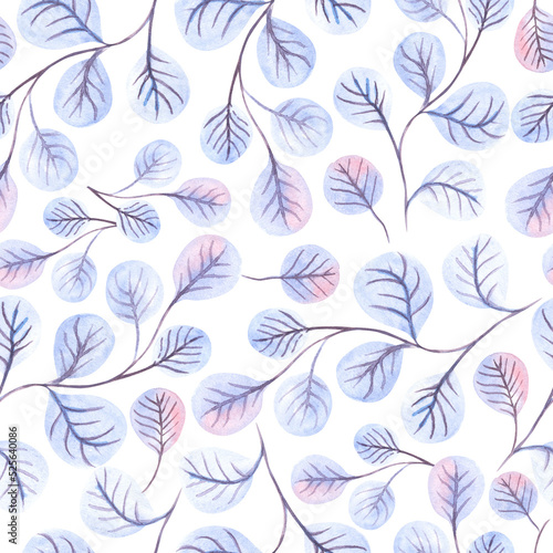 Seamless pattern with very peri flowers, watercolor floral composition, isolated on white background