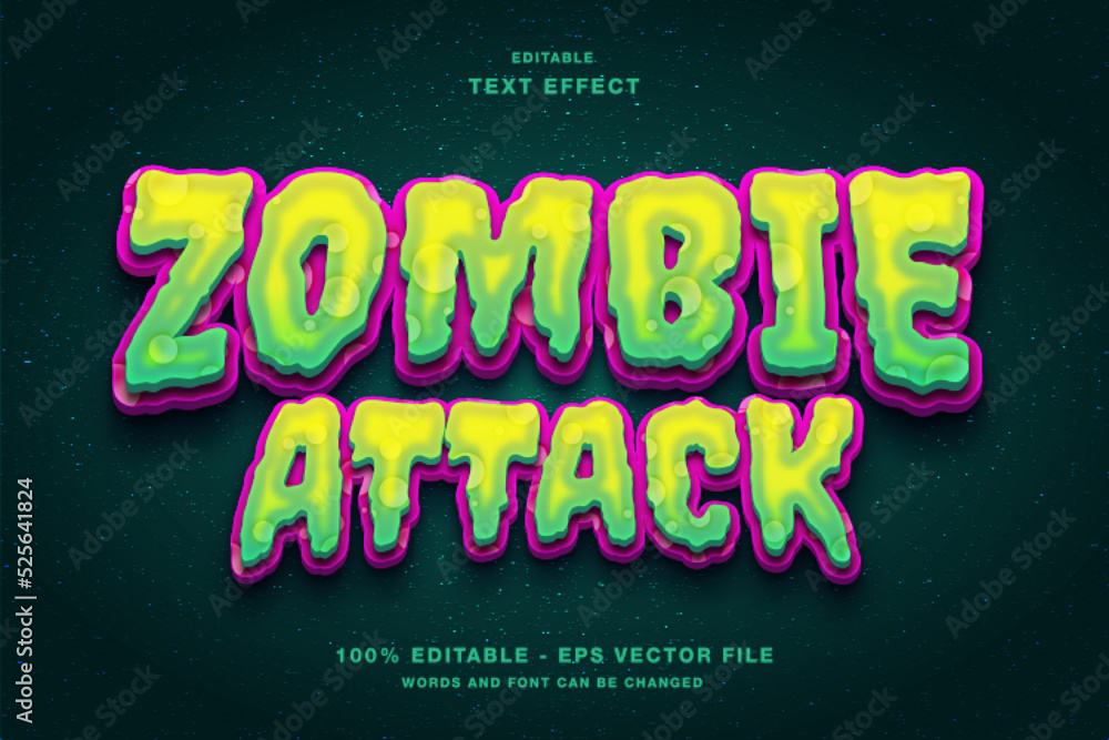 Obraz premium Zombie Attack Editable Text Effect