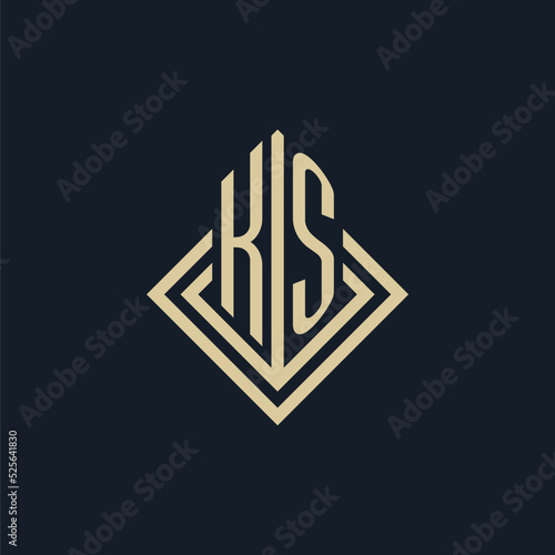 Initials KS logo rhombus lines shape style, luxury modern real estate logo design
