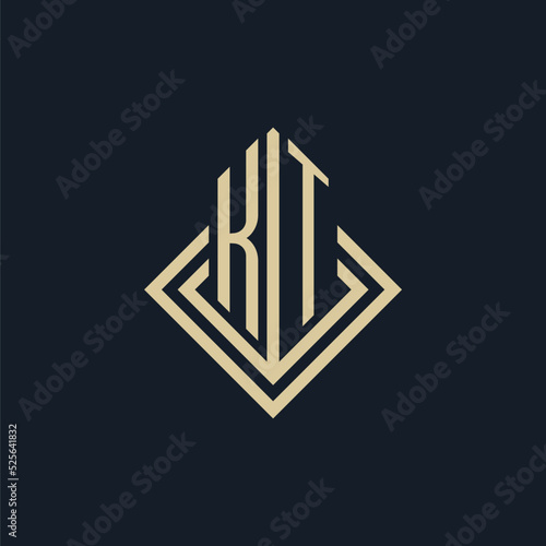 Initials KT logo rhombus lines shape style, luxury modern real estate logo design