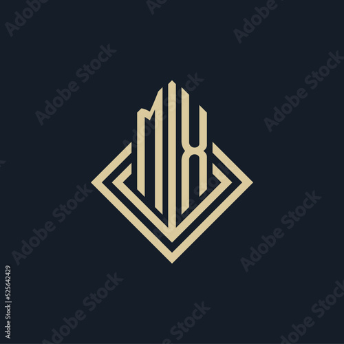 Initials MX logo rhombus lines shape style, luxury modern real estate logo design