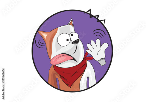 Dog cartoon face getting slapped illustration