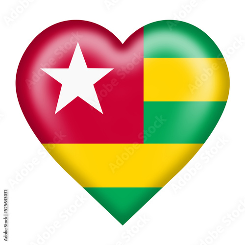 Free Download Togo flag heart button 3d illustration isolated on white with clipping path - GFXLoad