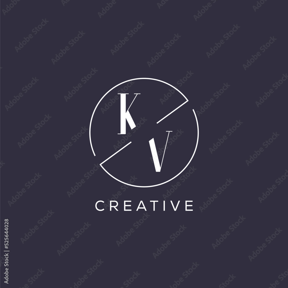 Elegant look monogram KV logo with simple circle line Stock Vector ...