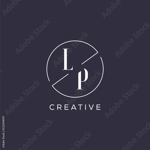 Elegant look monogram LP logo with simple circle line