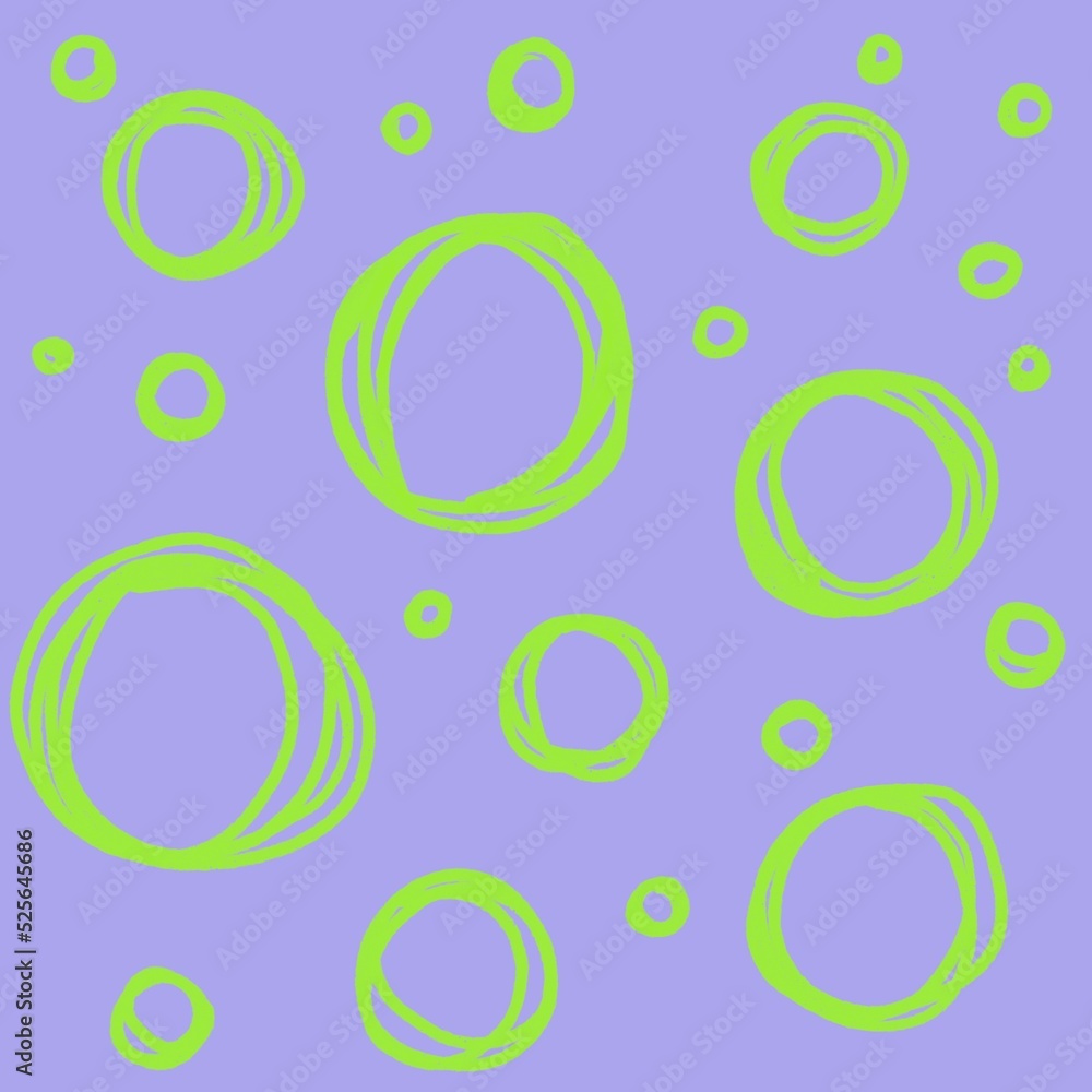 hand drawn green circles on purple background, decorative element