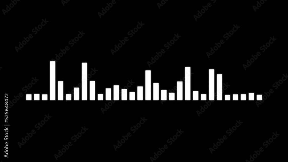 Animation white audio frequency waveform spectrum. Animation white audio frequency waveform spectrum.