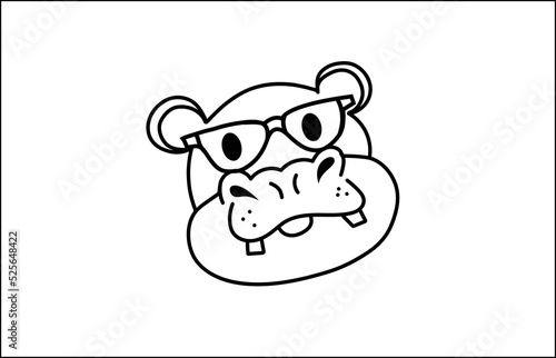 hippopotamus line drawing vector line art