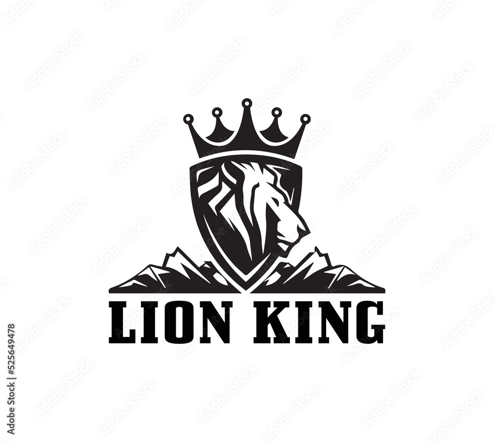 Lion Logo, Crown King Lion with Shield.