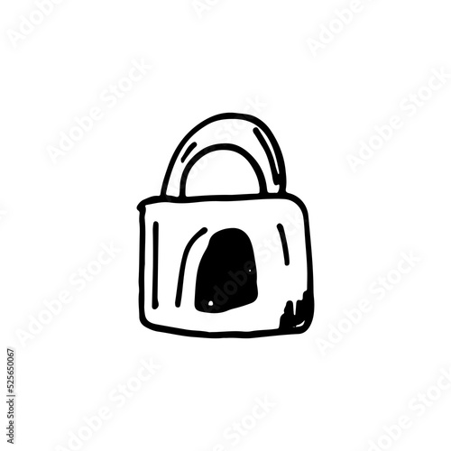 Vector hand drawn icon of lock isolated