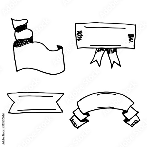 Vector hand drawn set of ribbons