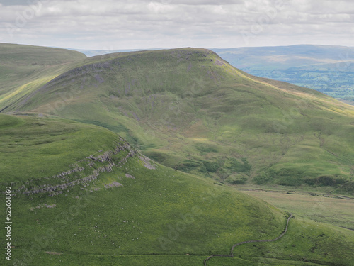 View from Murton Pike looking over Gasdale to Mell Fell and Delfekirk Scar, Eden Valley, North Pennines, Cumbria, UK photo