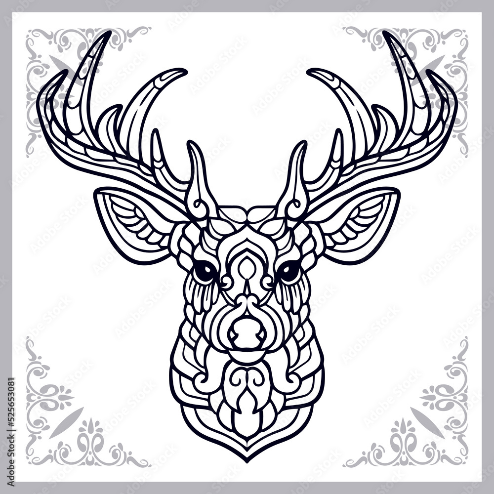 Deer zentangle arts isolated on white background Deer zentangle arts isolated on white background