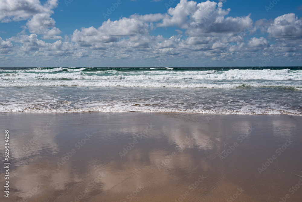 beach and sea clouds sky blue azure cornwall england coast reflection beach and sea clouds sky blue azure cornwall england coast reflection