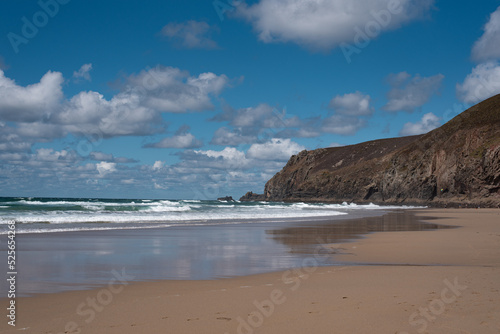 beach and sea rocks cliffs st agnes porth chapel cornwall england waves clouds water sand surfing
