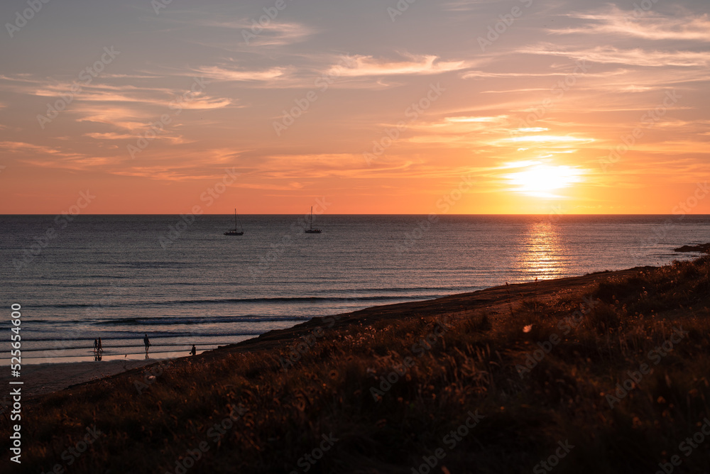 sunset over the sea beach meadow cliff dunes bowat sunset over the sea beach meadow cliff dunes bowat