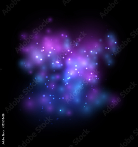 Space galaxy. Realistic cosmos. Blue nebula in night sky