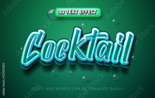 Cocktail drink 3d editable text effect style
