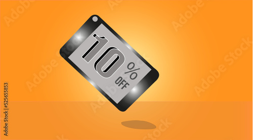10 percent off, black and gray style sign, for promotions and offers