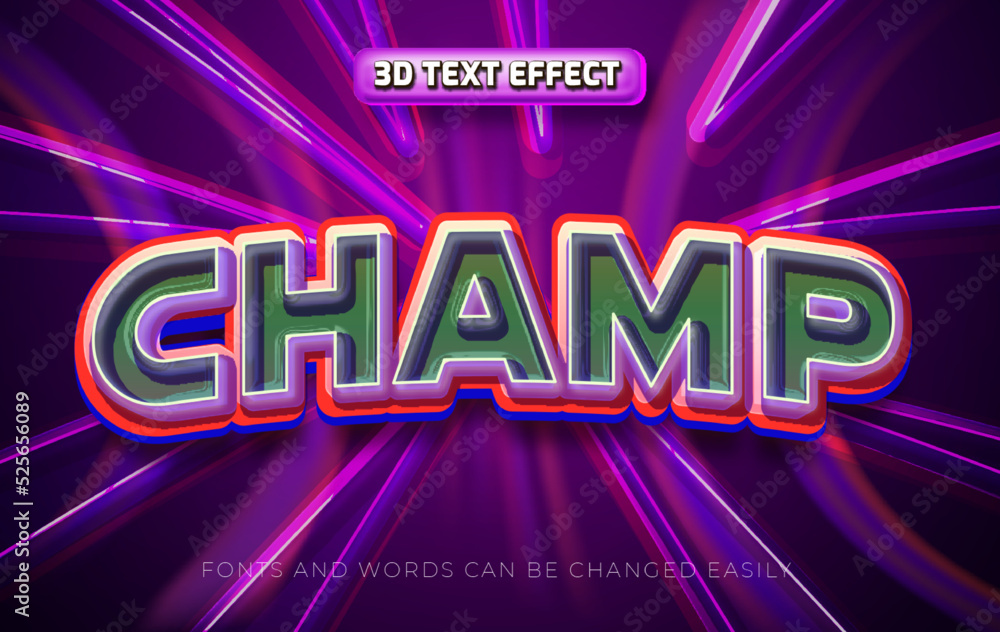 Champ 3d eidtable text effect style