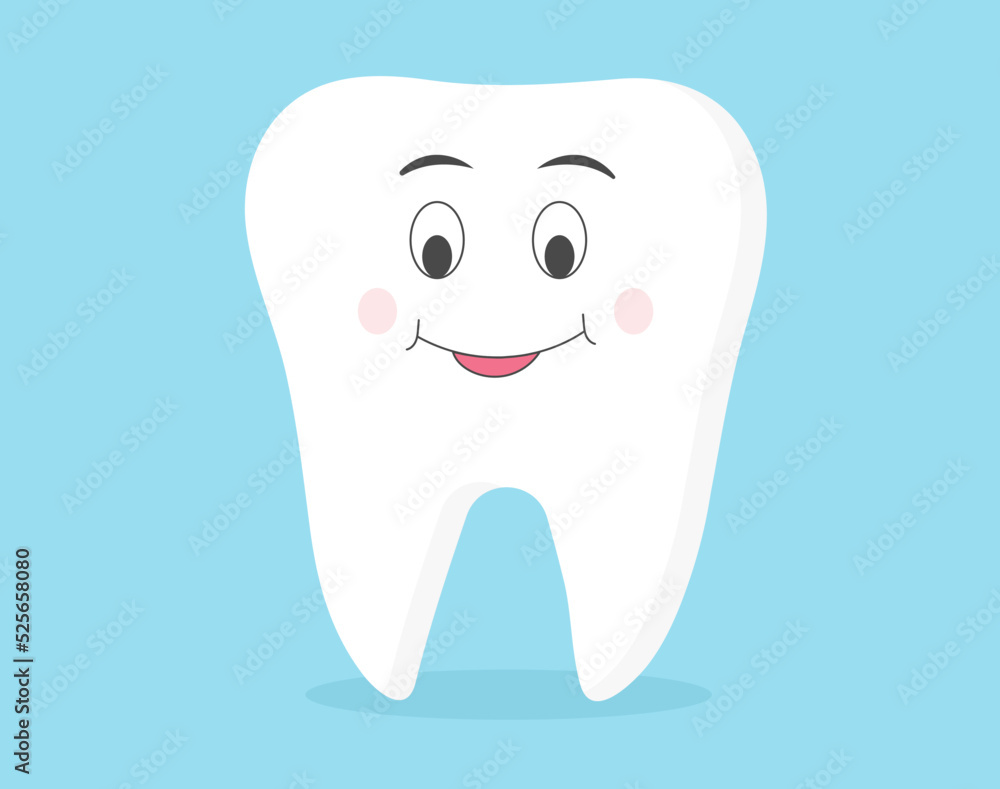 Cute healthy white cartoon tooth character. Happy Tooth icon Cute healthy white cartoon tooth character. Happy Tooth icon