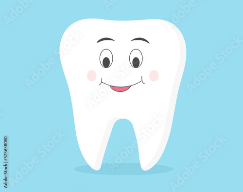 Cute healthy white cartoon tooth character. Happy Tooth icon 