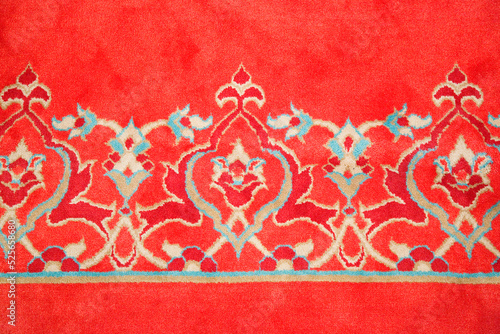 Canvastavla Old Turkish red carpet with geometric and floral decorations