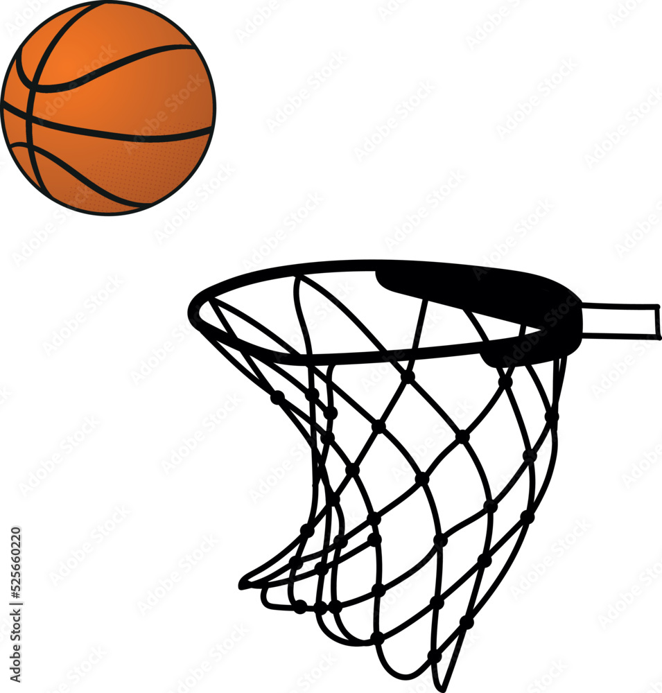 Basketball net, basketball hoop, basketball goal illustration on white background