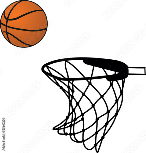 Basketball net, basketball hoop, basketball goal illustration on white background