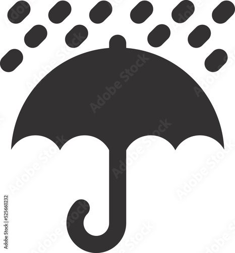 Keep dry icon. Umbrella with raindrops black sign