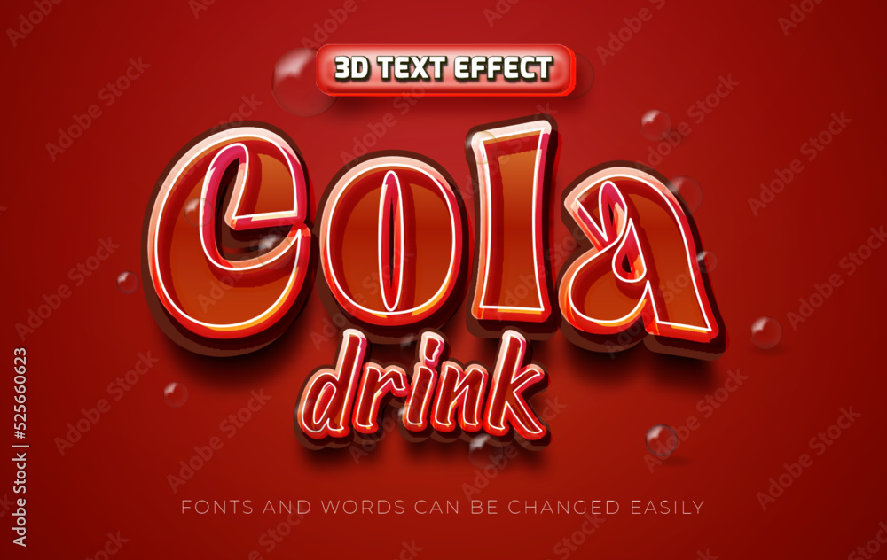 Cola soft drink 3d editable text effect style Cola soft drink 3d editable text effect style