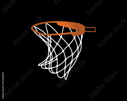 hand drawn Basketball basket, Basketball hoop, basketball goal, basketball net on black background © MicroTee