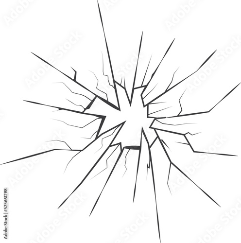 Damaged glass with realistic cracks. Broken plastic texture