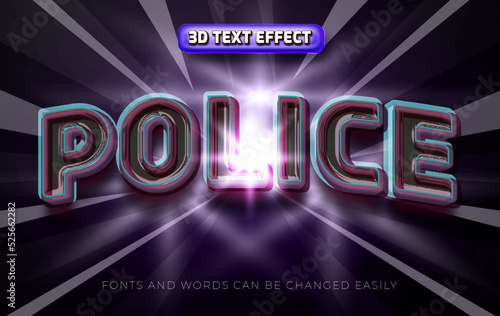 Police 3d editable text effect style
