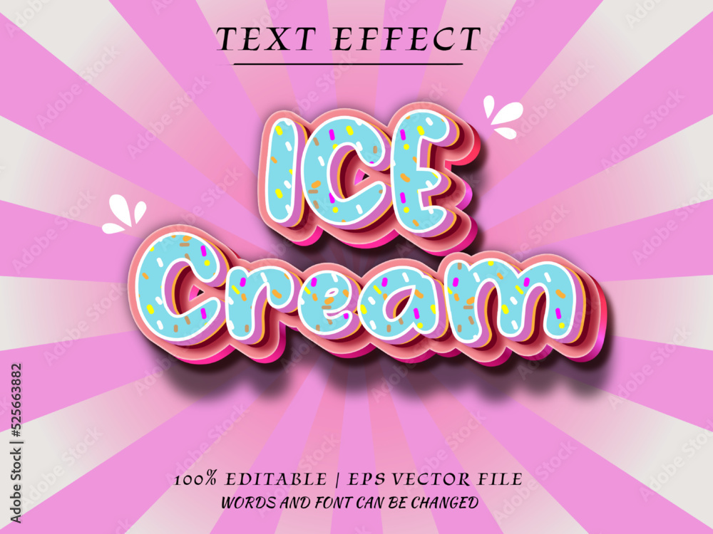 Ice Cream 3d editable text effect mockup Stock Vector Adobe Stock