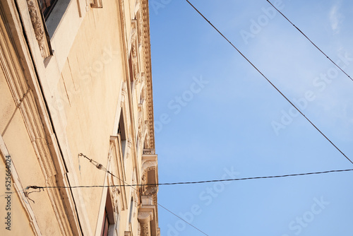Buildings and cables connecting them