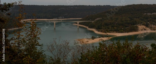 Aerial view of the Vouglan lake in France photo