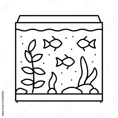 saltwater aquarium fish line icon vector illustration