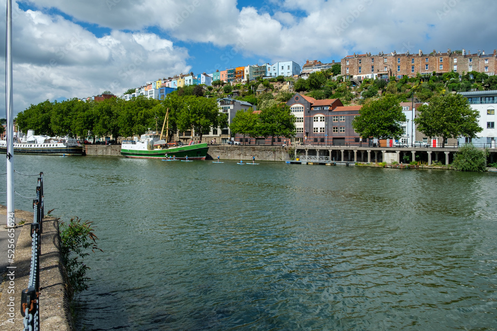 Beautiful scene of the Bristol Harbourside on a warm sunny day