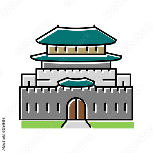 hwaseong fortress color icon vector illustration